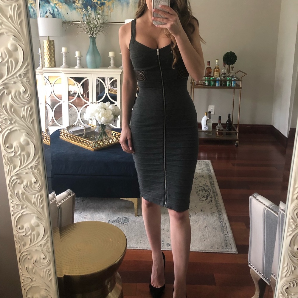 Gray zip up dress size 0 express